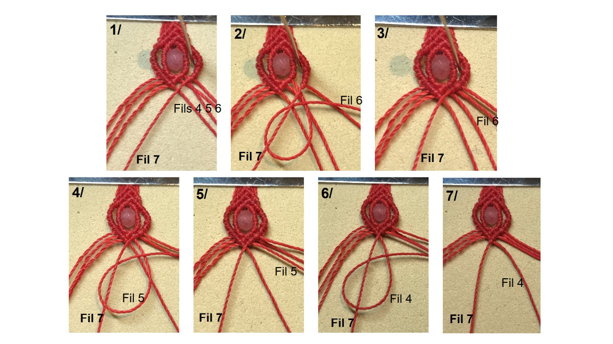 Bracciale in micro-macramè e pietre preziose : Tappa 23