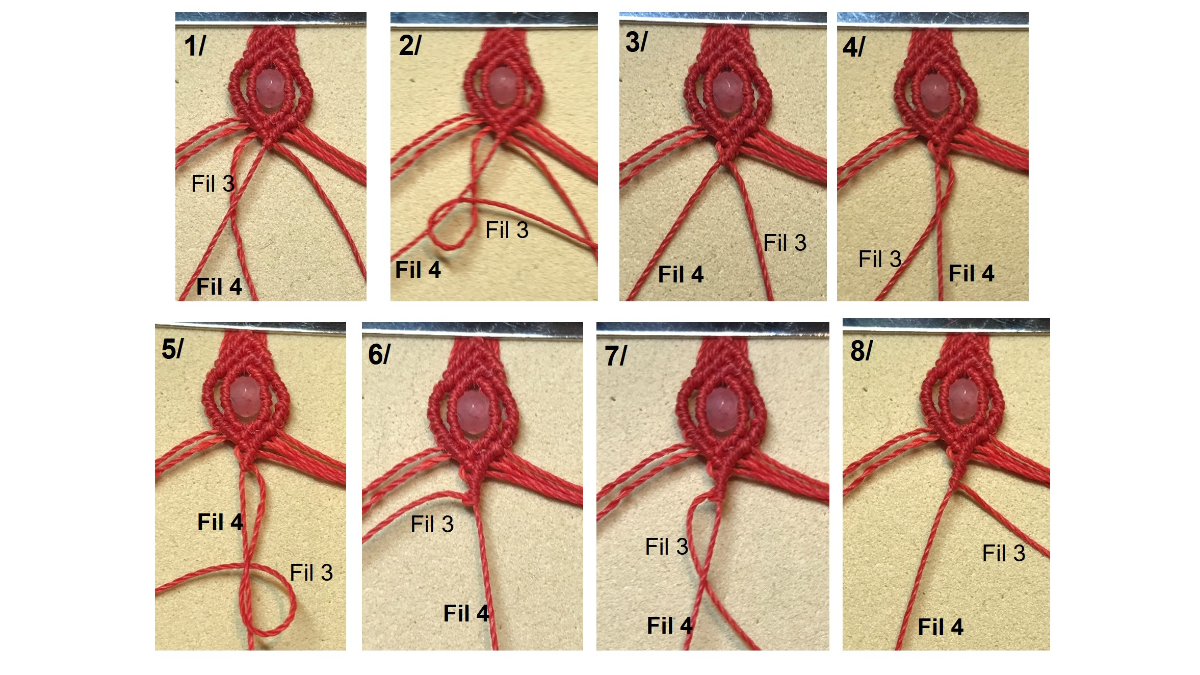 Bracciale in micro-macramè e pietre preziose : Tappa 24
