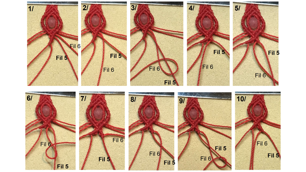 Bracciale in micro-macramè e pietre preziose : Tappa 25