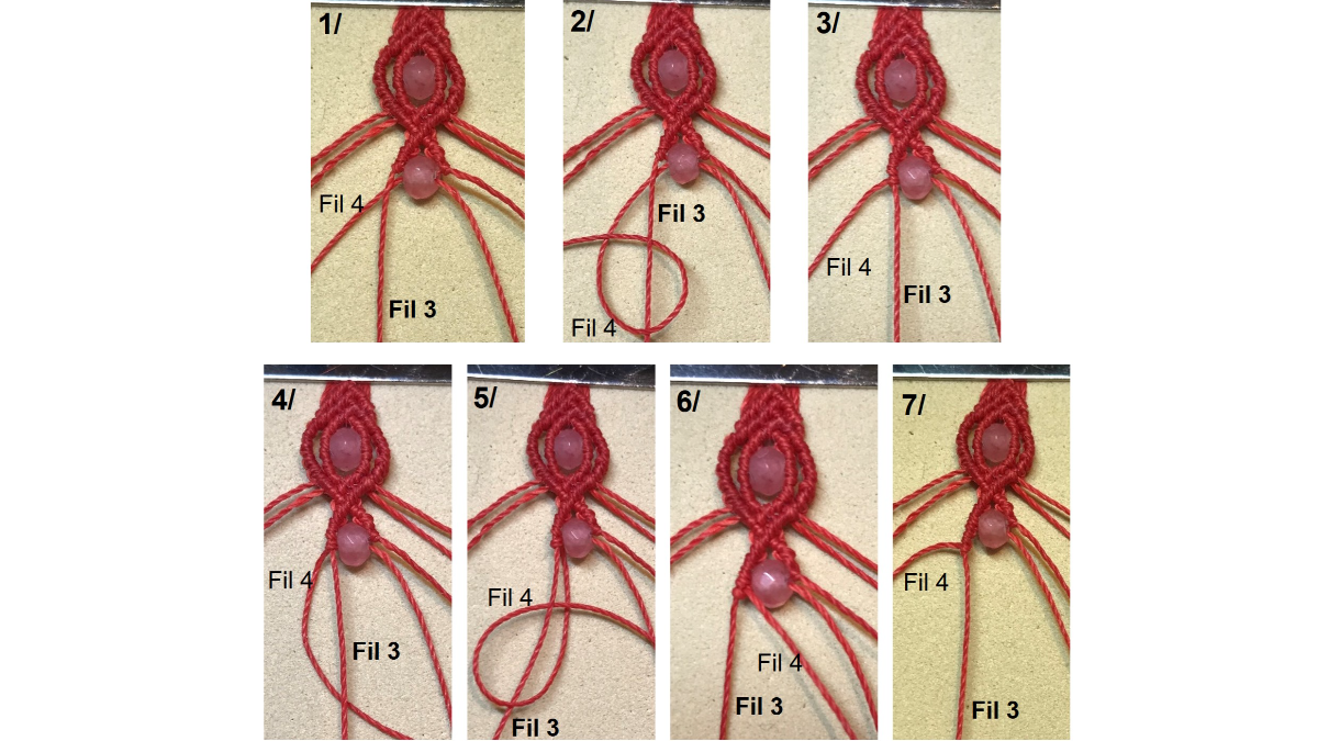 Bracciale in micro-macramè e pietre preziose : Tappa 27