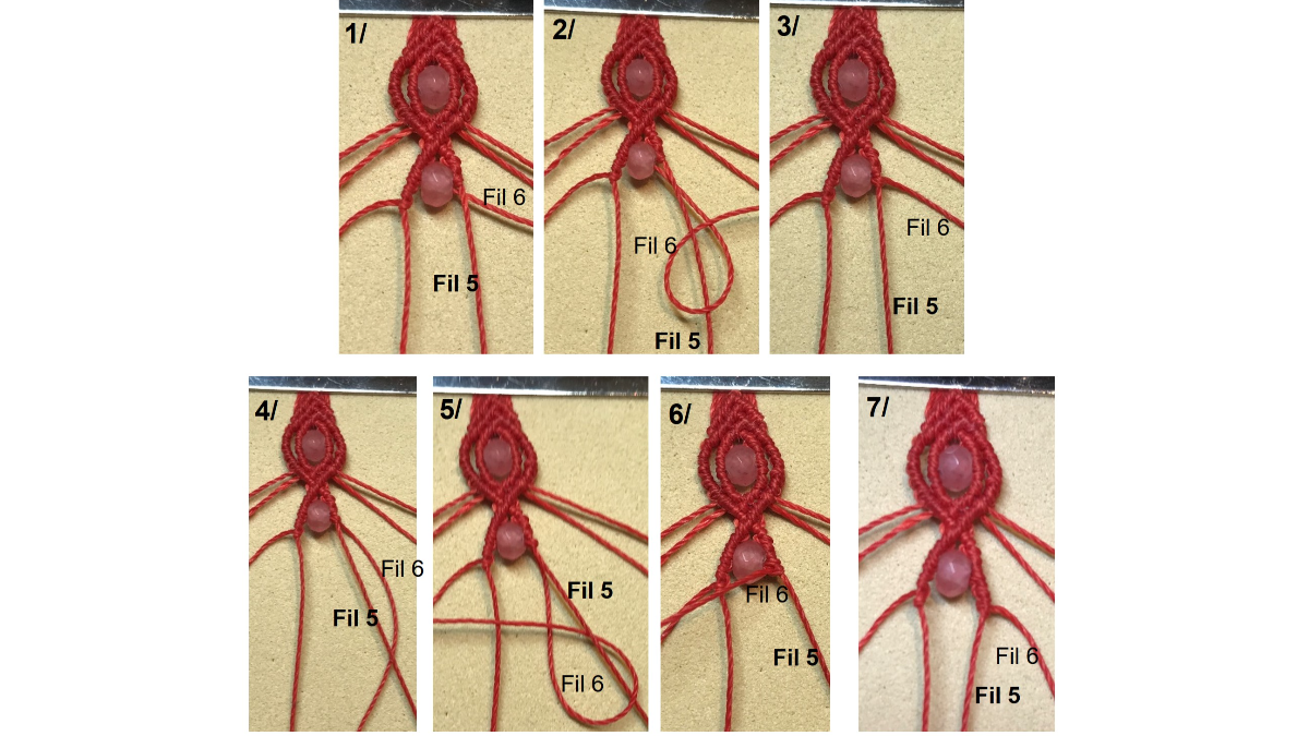 Bracciale in micro-macramè e pietre preziose : Tappa 28