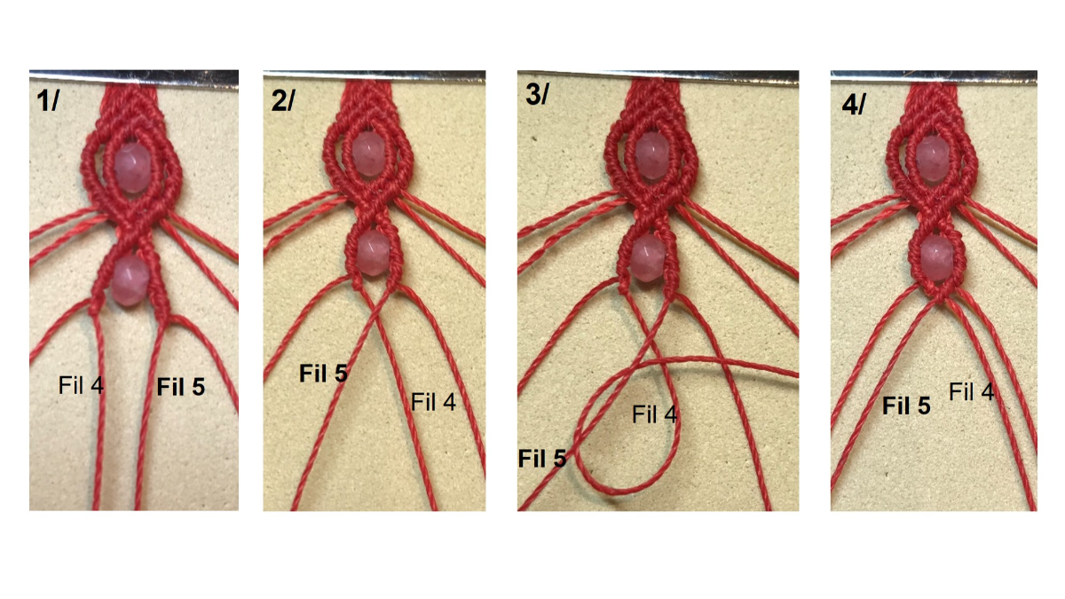 Bracciale in micro-macramè e pietre preziose : Tappa 29