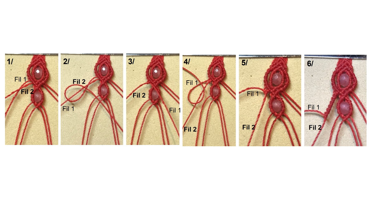 Bracciale in micro-macramè e pietre preziose : Tappa 30