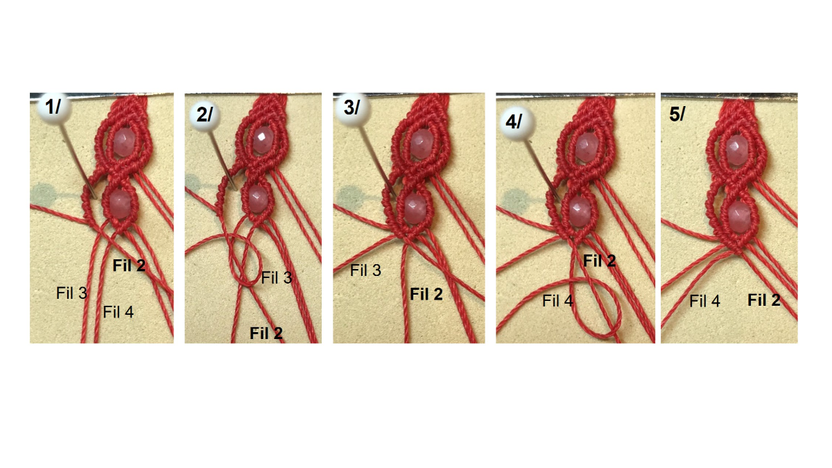 Bracciale in micro-macramè e pietre preziose : Tappa 31