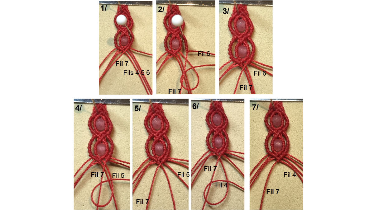 Bracciale in micro-macramè e pietre preziose : Tappa 33