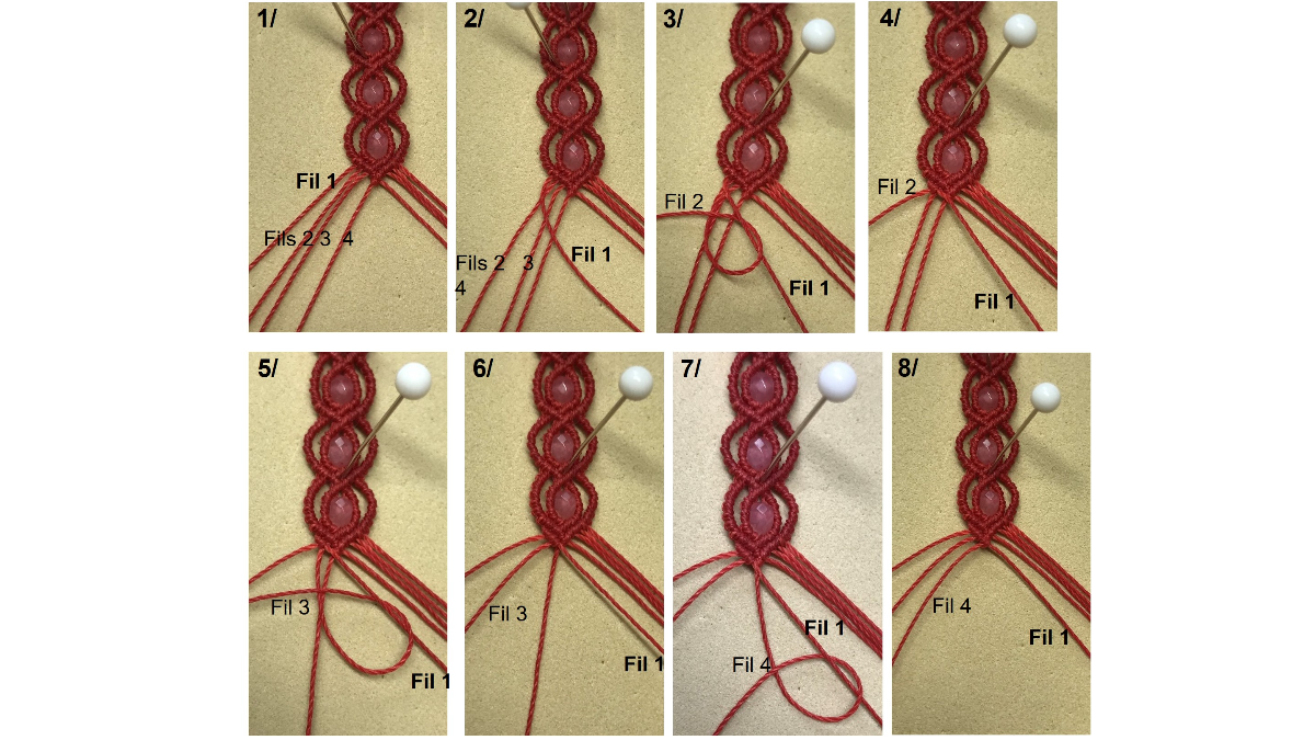 Bracciale in micro-macramè e pietre preziose : Tappa 34