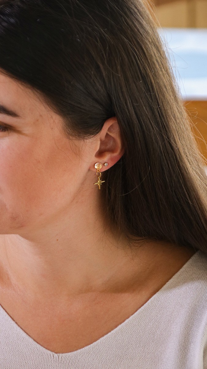 Schema Tutorial facile, orecchini con gemme di quarzo non abbinate