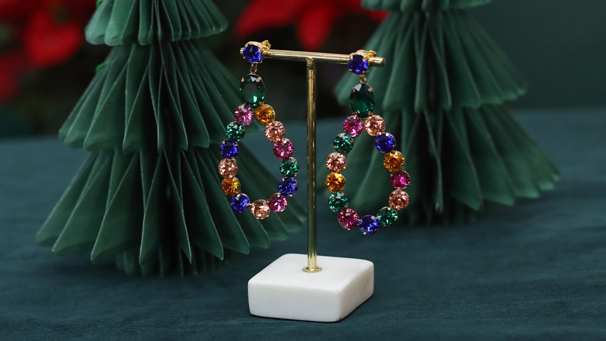 Boucles d'oreilles pendantes en cristaux Aurora