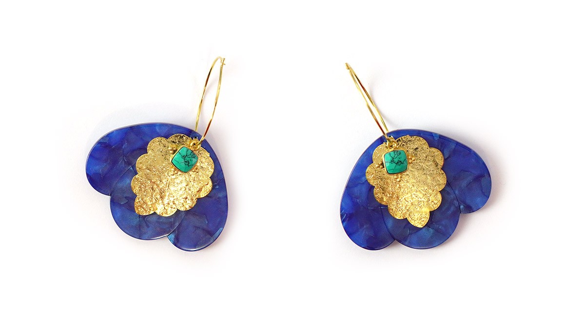 Orecchini 3 petali in acetato e foglie d'oro : Tappa 4