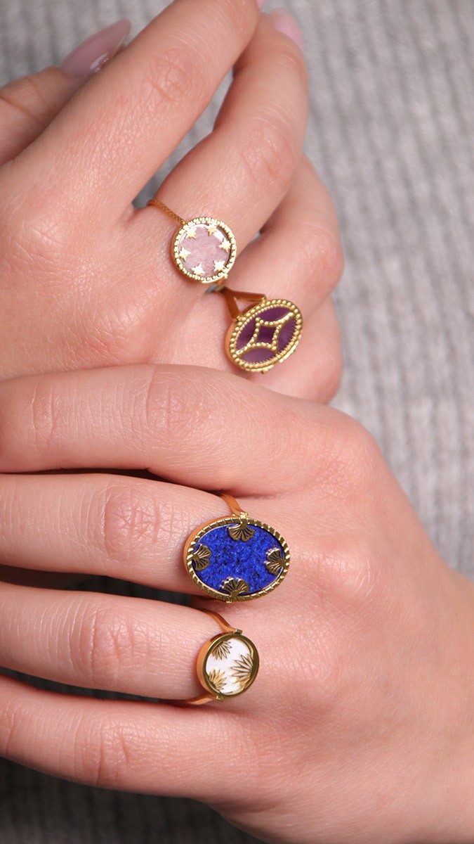 Schema Anelli facili da fare in acciaio inossidabile e cabochon di pietre preziose