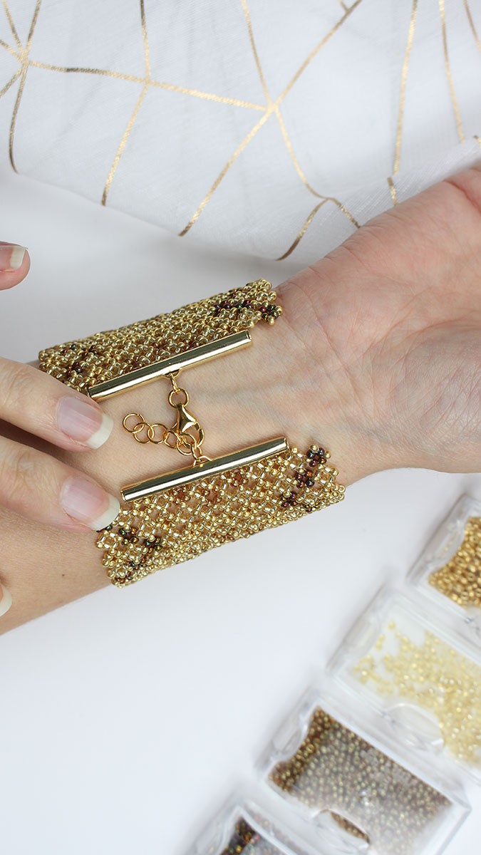 Schema Bracciale a punto pondo placcato oro