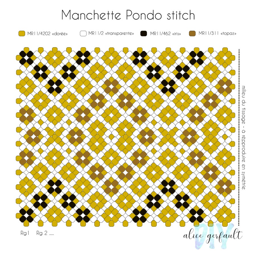 Schema Bracciale a punto pondo placcato oro