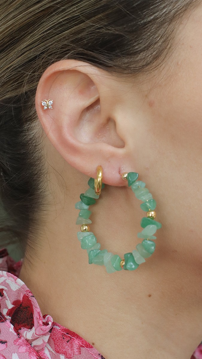 Schema Orecchini a cerchio colorati con perline in pietra naturale