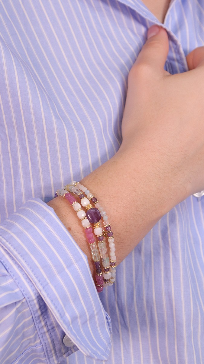Schema Bracciali sottili in pietre naturali pastello Schema Bracciali sottili in pietre naturali pastello