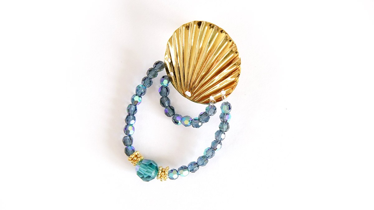 Orecchini a ventaglio placcati oro con perle Preciosa : Tappa 4