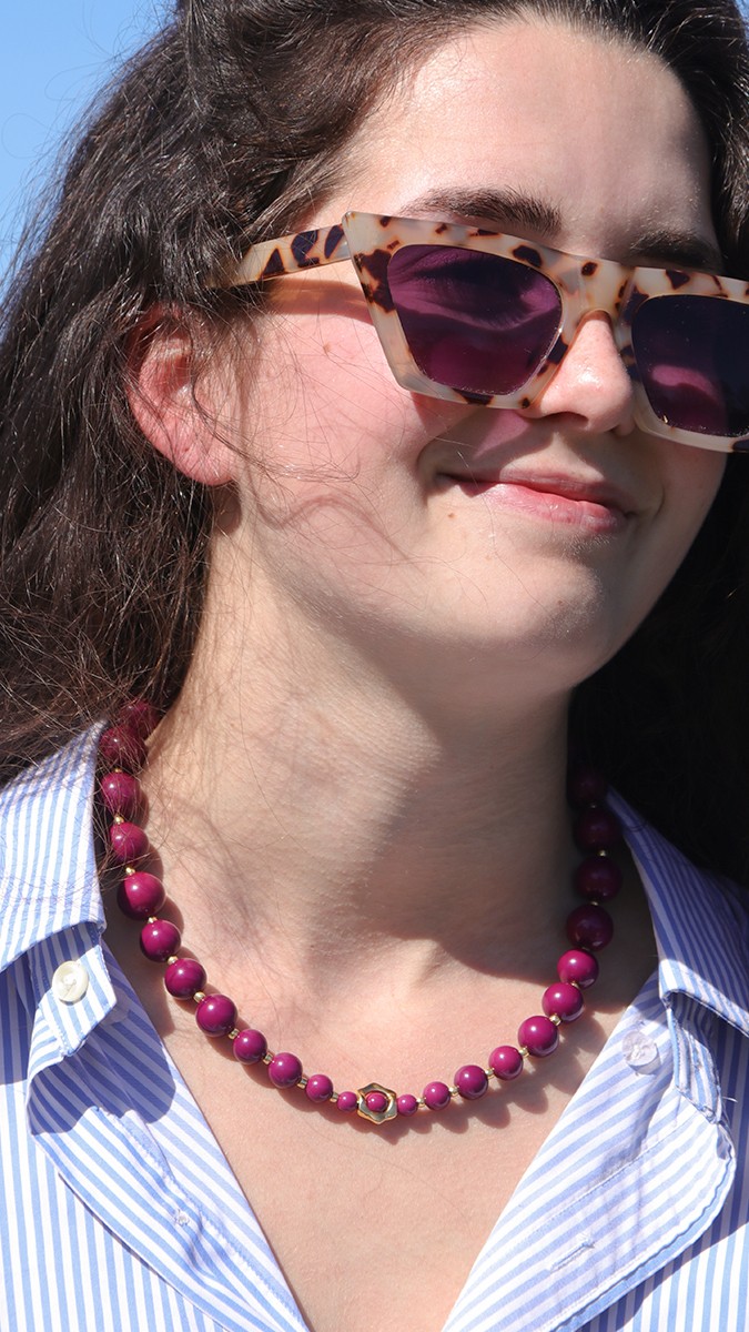 Schema Collana di perle in resina color melanzana