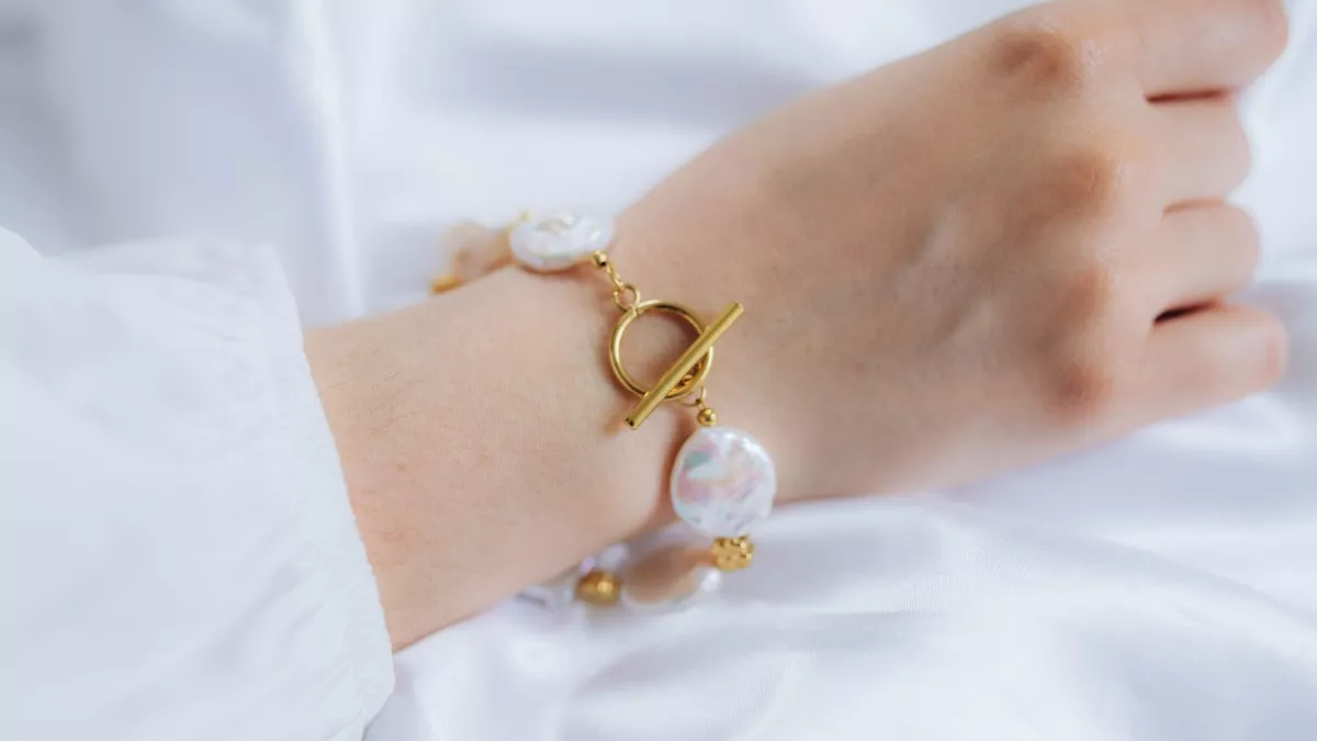 Bracciale a disco di perle d'acqua dolce
