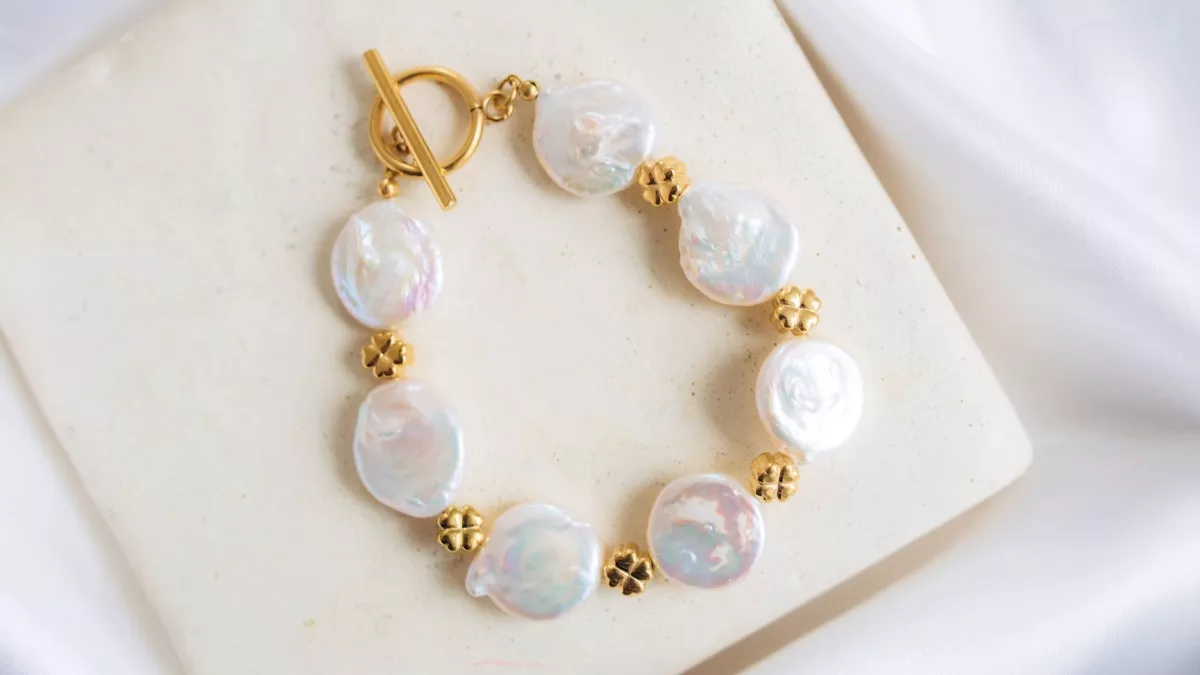 Schema Bracciale a disco di perle d'acqua dolce