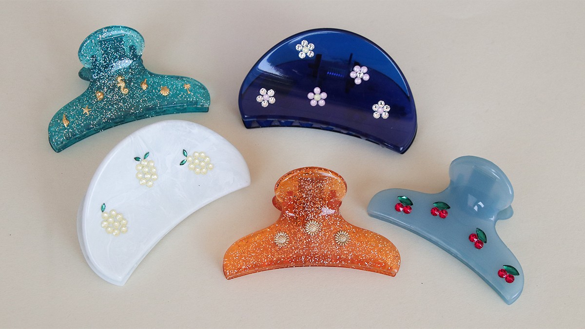 Fermagli per capelli conchiglia e frutta estiva con strass PureCrystal