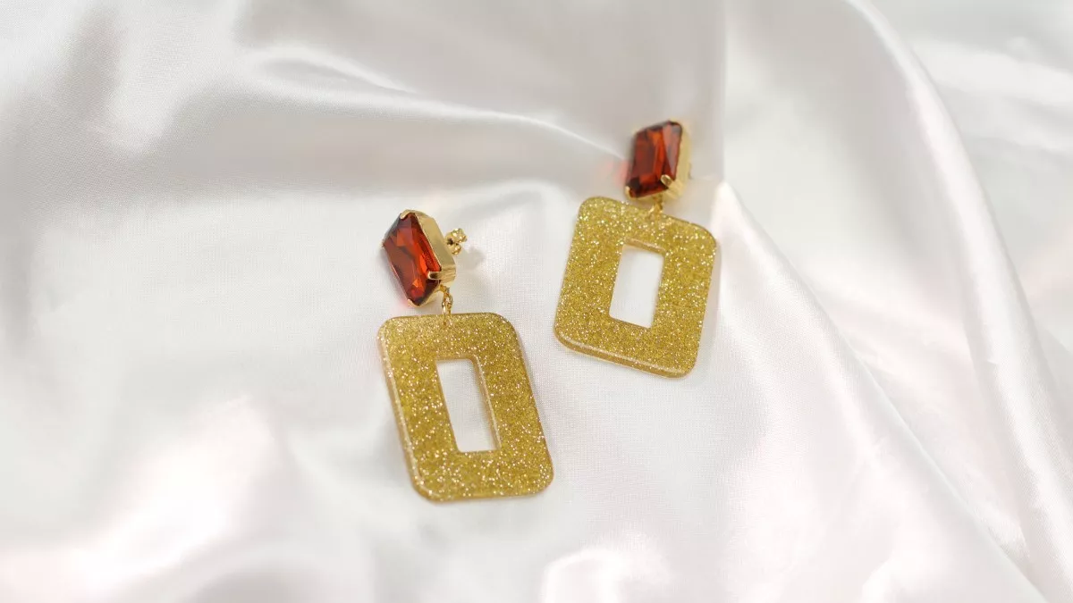 Schema Orecchini rettangolari in argento glitterato Schema Orecchini rettangolari in argento glitterato