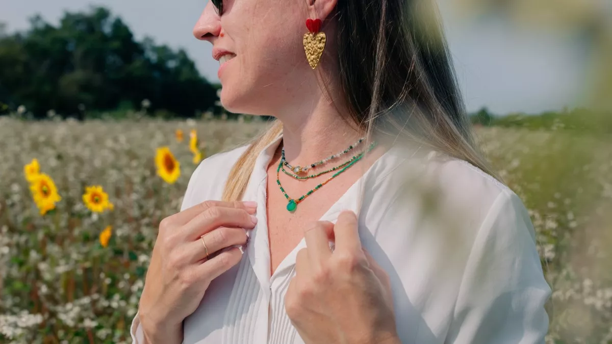 Schema 3 collane facili con pietre naturali e perline verdi Miyuki