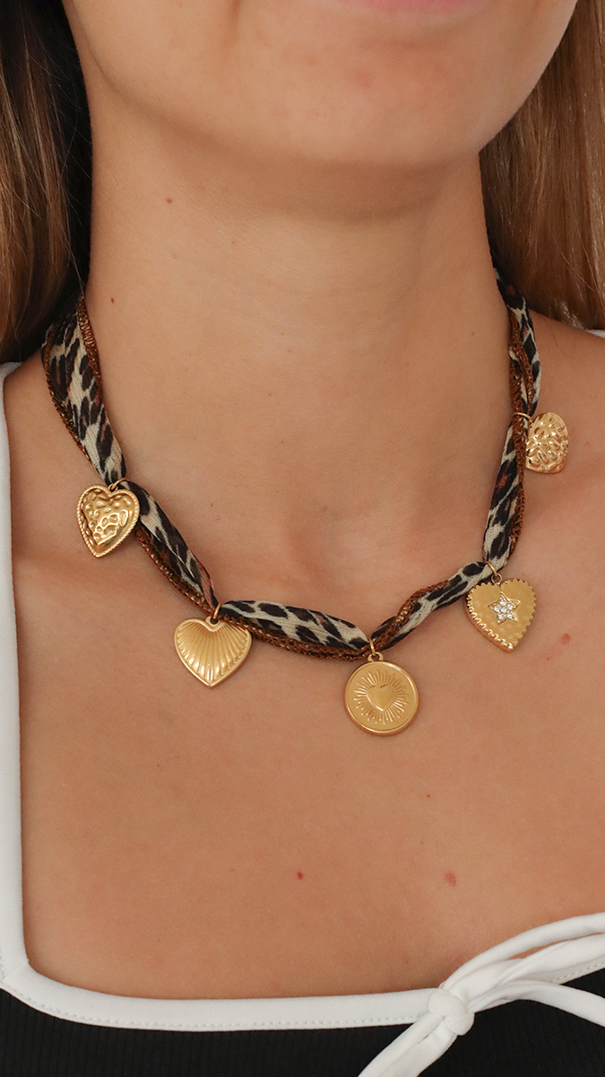 Schema Collana leopardata e pendenti a forma di cuore