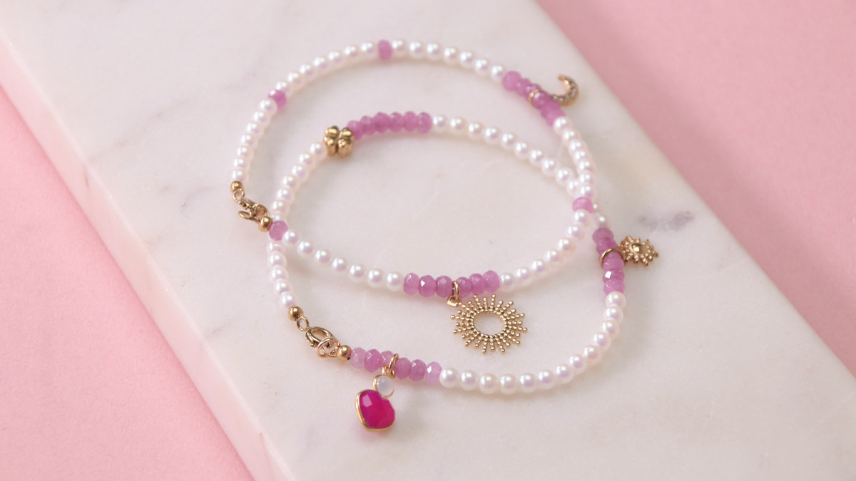 Cavigliera per le vacanze in perle perlate