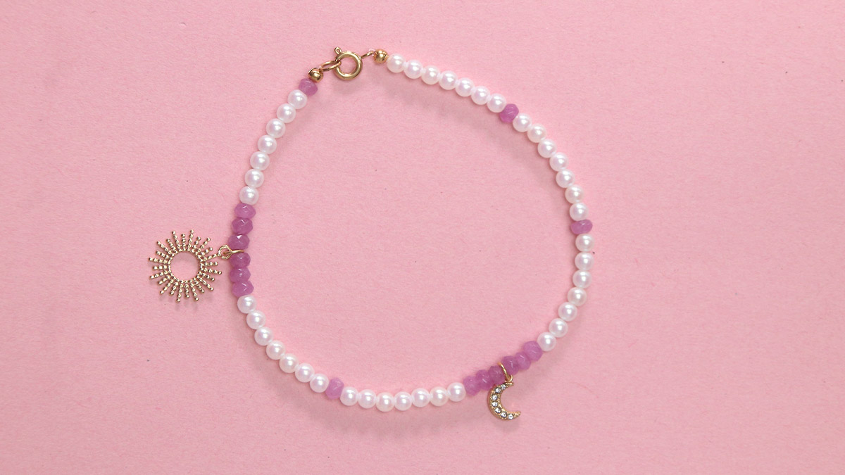 Cavigliera per le vacanze in perle perlate : Tappa 3 Cavigliera per le vacanze in perle perlate : Tappa 3