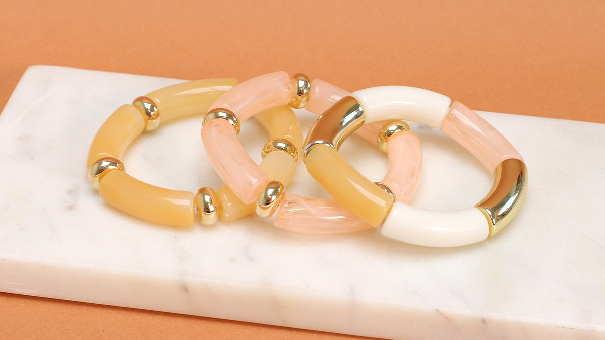 Schema Braccialetti elastici Tubi di perline in acrilico e legno Schema Braccialetti elastici Tubi di perline in acrilico e legno