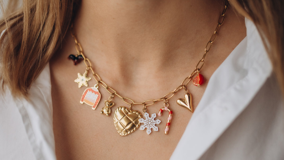 Collana invernale con charms in acciaio inossidabile