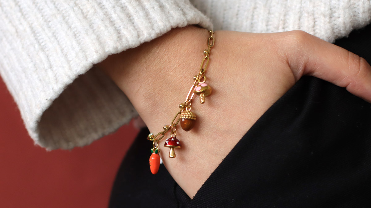 Bracciale Charms Autunno con ciondoli a forma di fungo
