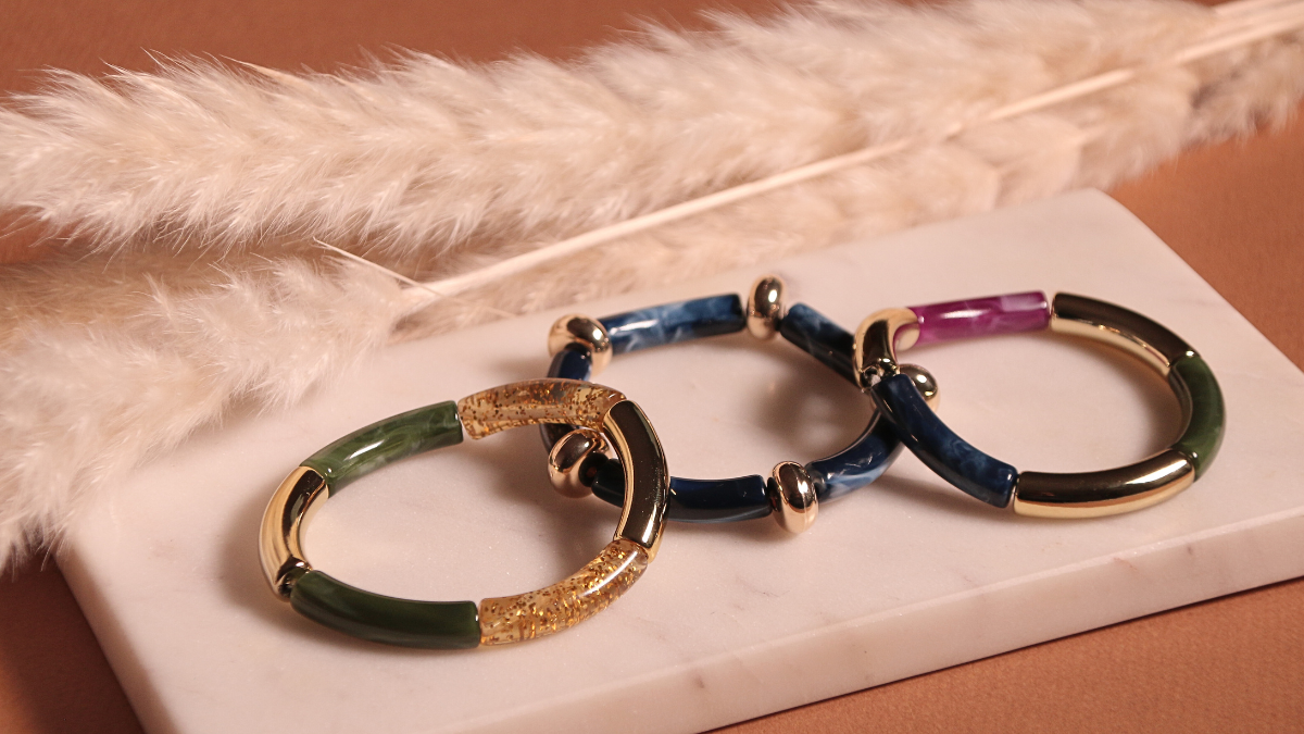 Braccialetti elastici con perline invernali a tubo