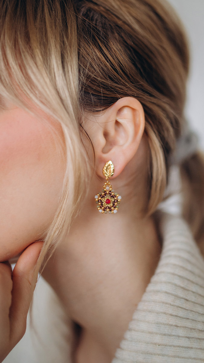 Schema Orecchini con perline Miyuki e fiori di tormalina Schema Orecchini con perline Miyuki e fiori di tormalina