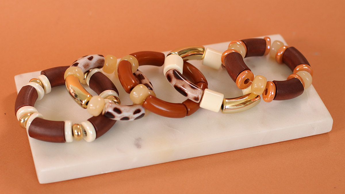 Portachiavi Bracciale Con Perline Silicone E Nappa In Pelle - Stampa Leopardata, Roccia, Oceano - Regalo Donna - Accessorio Da Polso Elastico