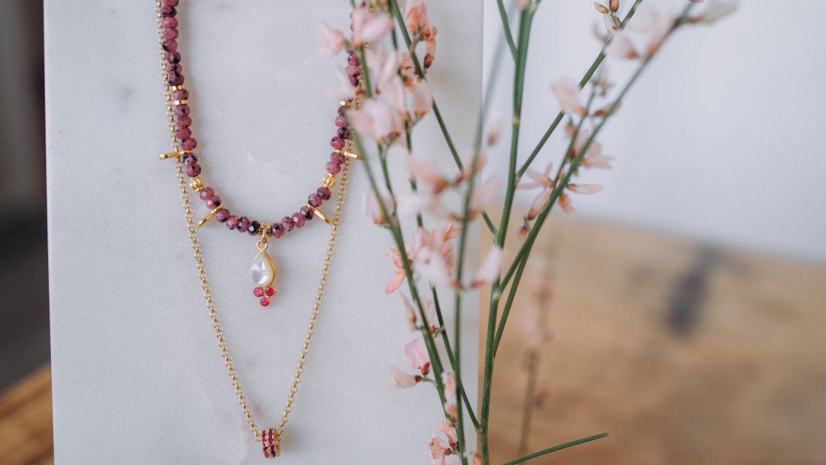 Schema Collana a due file di pietre naturali