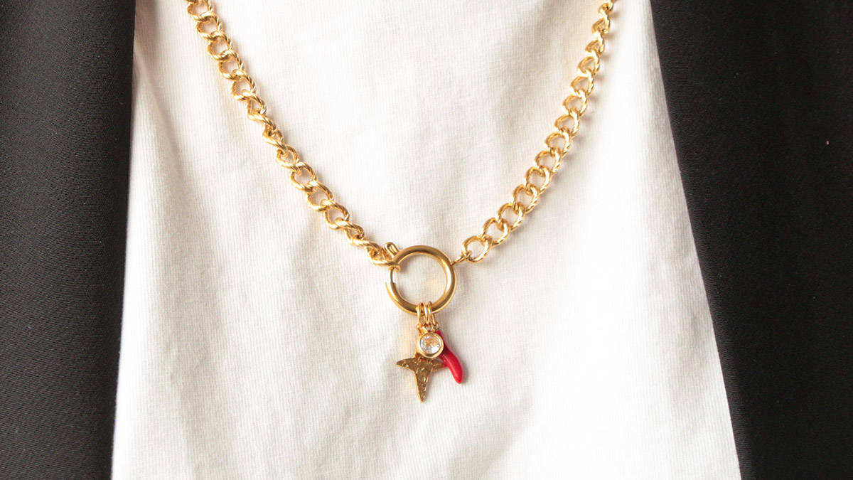 Schema Collana con charms e chiusura a molla Schema Collana con charms e chiusura a molla