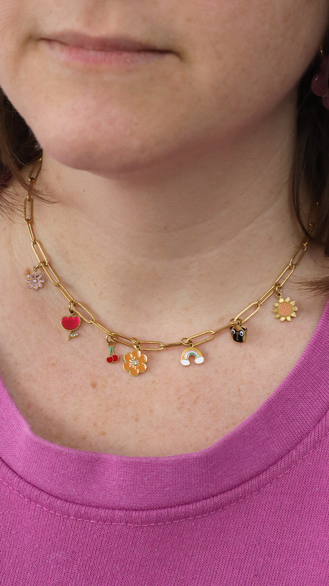 Schema collana ciondoli in acciaio inox fiori