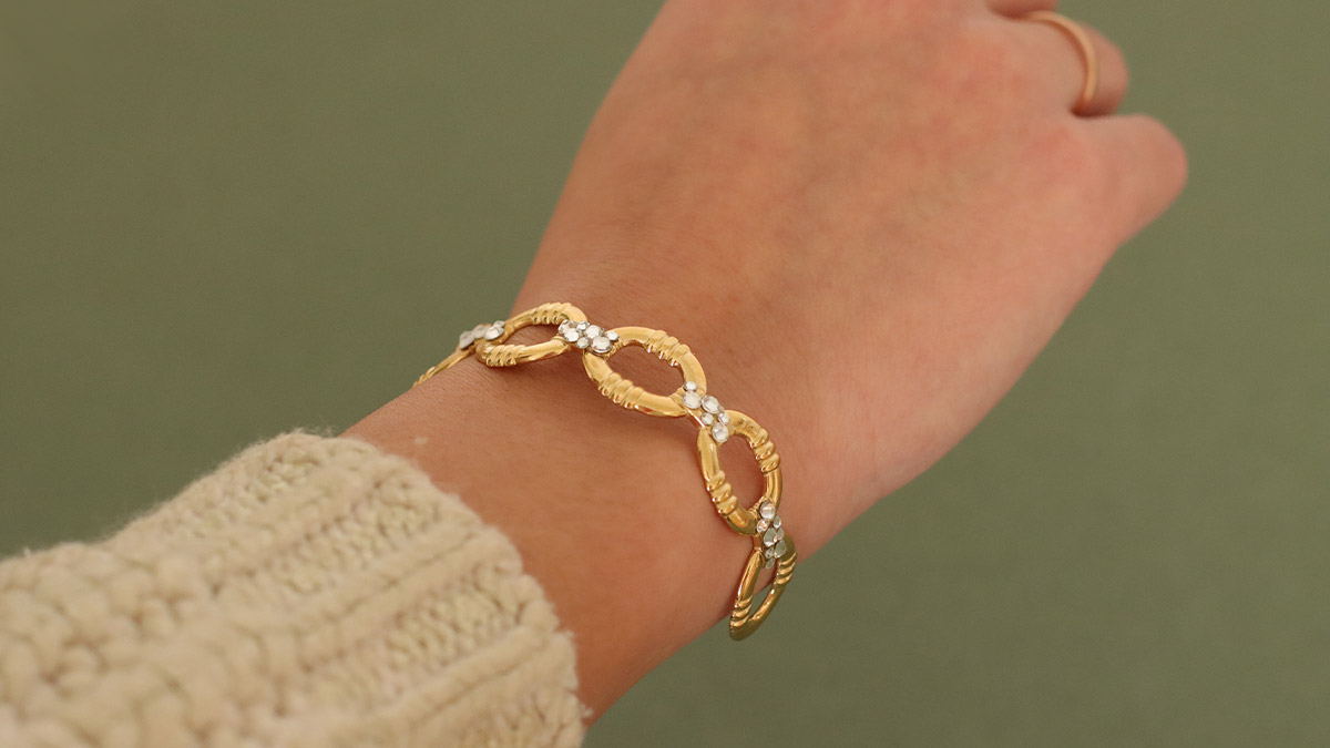 Bracciale Strass in acciaio inossidabile Dorato