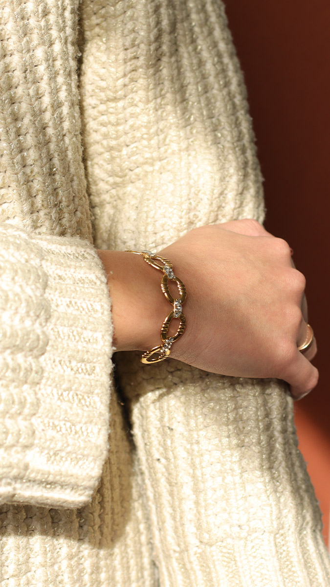 Schema Bracciale Strass in acciaio inossidabile Dorato