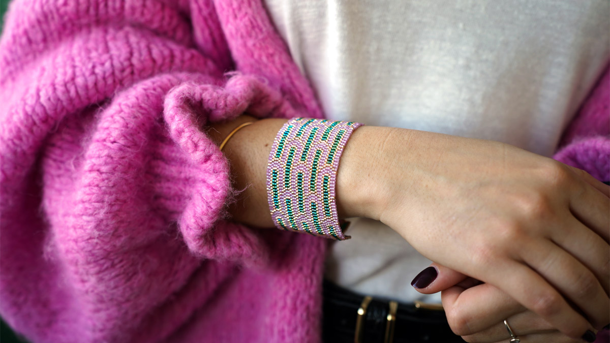 Bracelet Miyuki Delica 11/0 Peyote Double et Simple Motif Art Déco