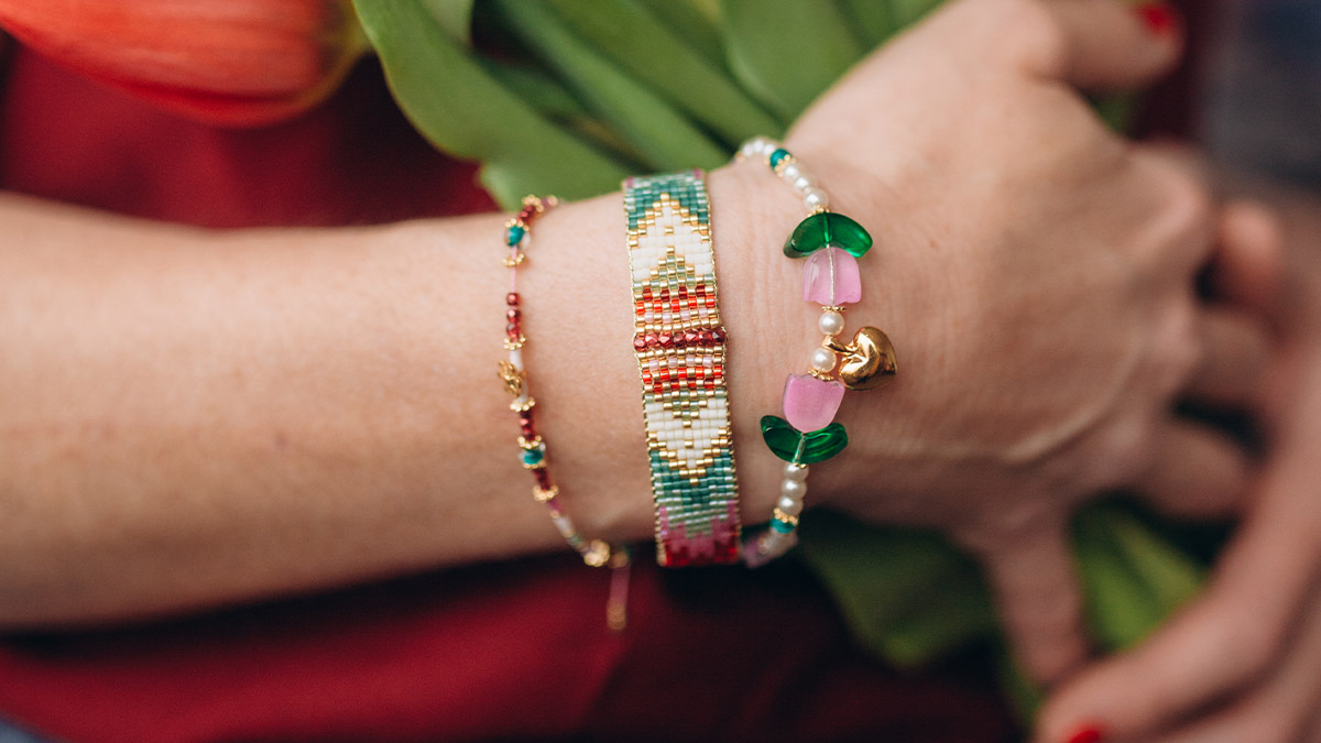 KELITCH Miyuki Bracciali Perline Doppi Fili Bracciali Regolabili Donne Bracciali Di Fascino Stile Chic