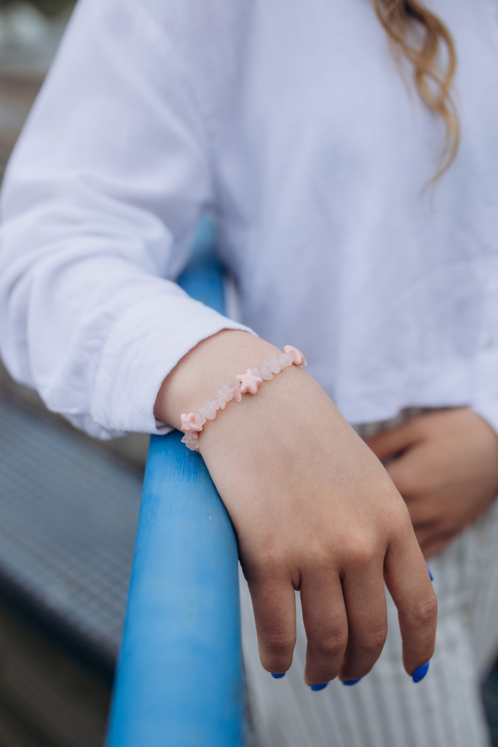 Schema Bracciale marino rosa fai da te con perle di quarzo rosa