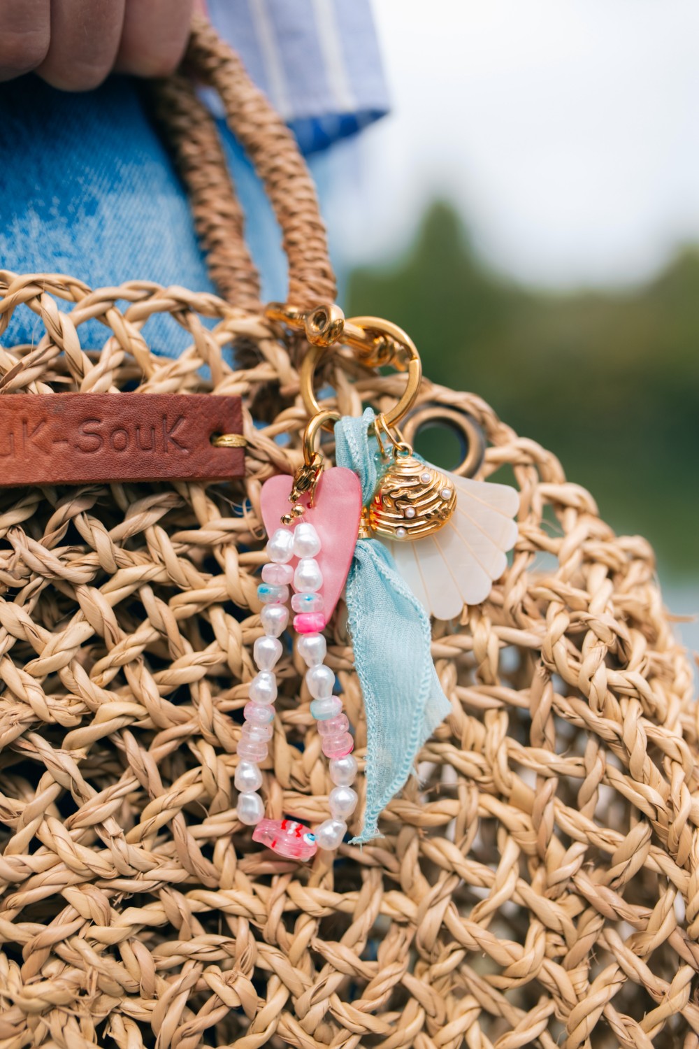 Borsa estiva fai da te grigri con conchiglie