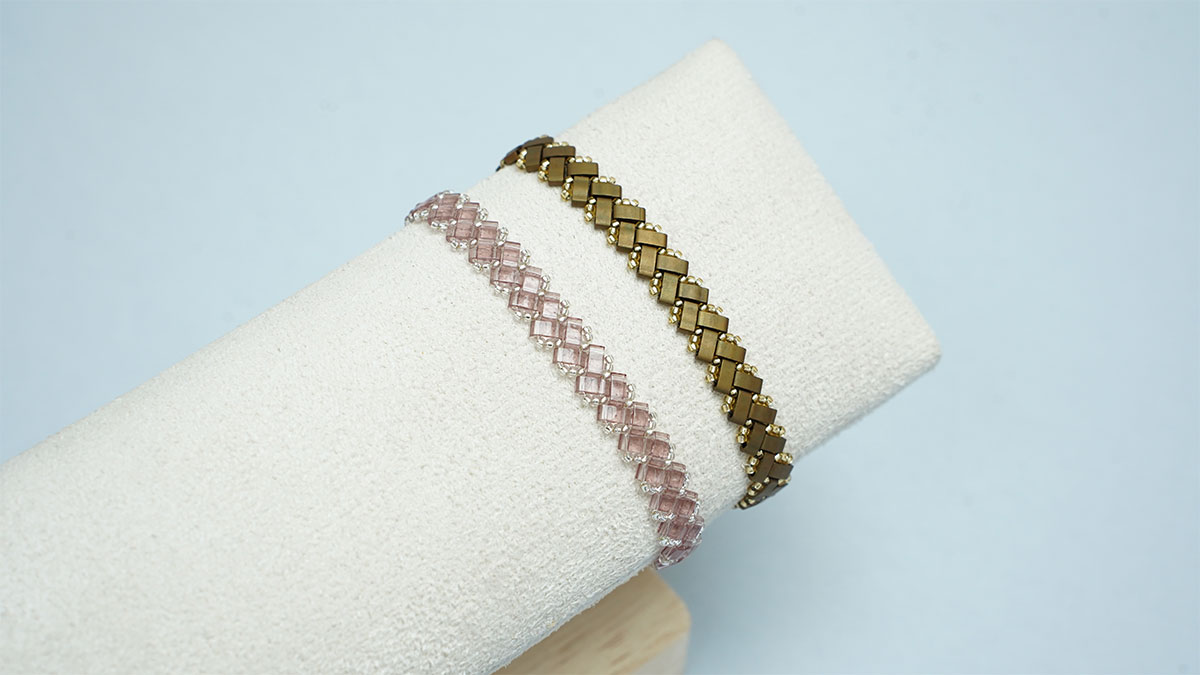 1 bracciale chevron con perle Miyuki Half Tila