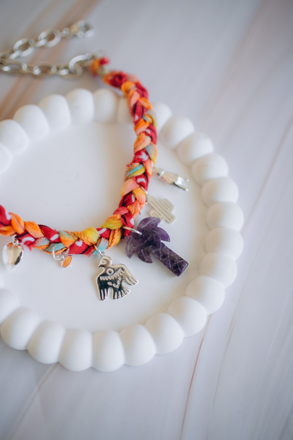 Schema Collana intrecciata con palma di ametista e Ciondolo in argento 925