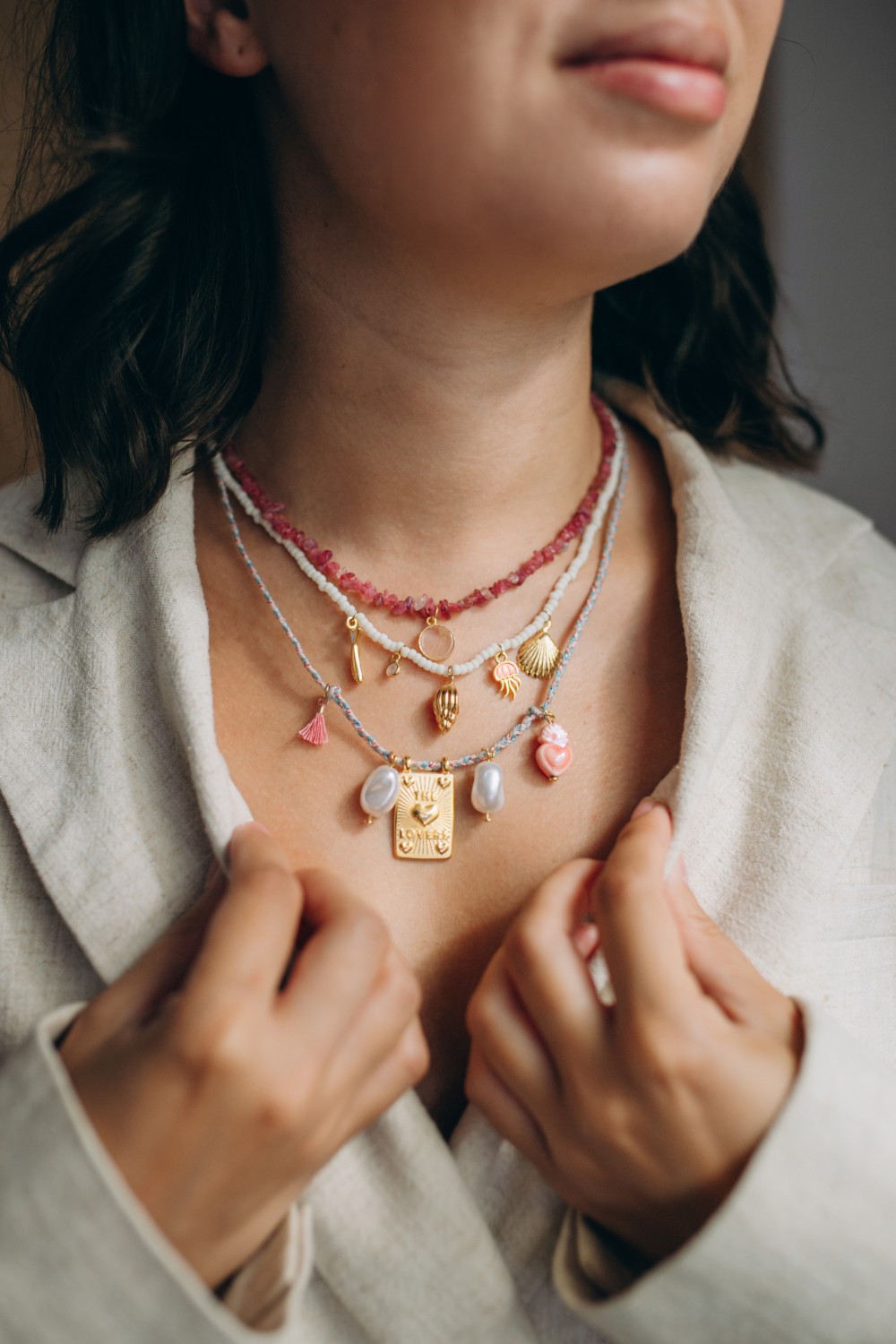 Collane impilabili fai da te con pietre semipreziose, perle Miyuki e cordoncino