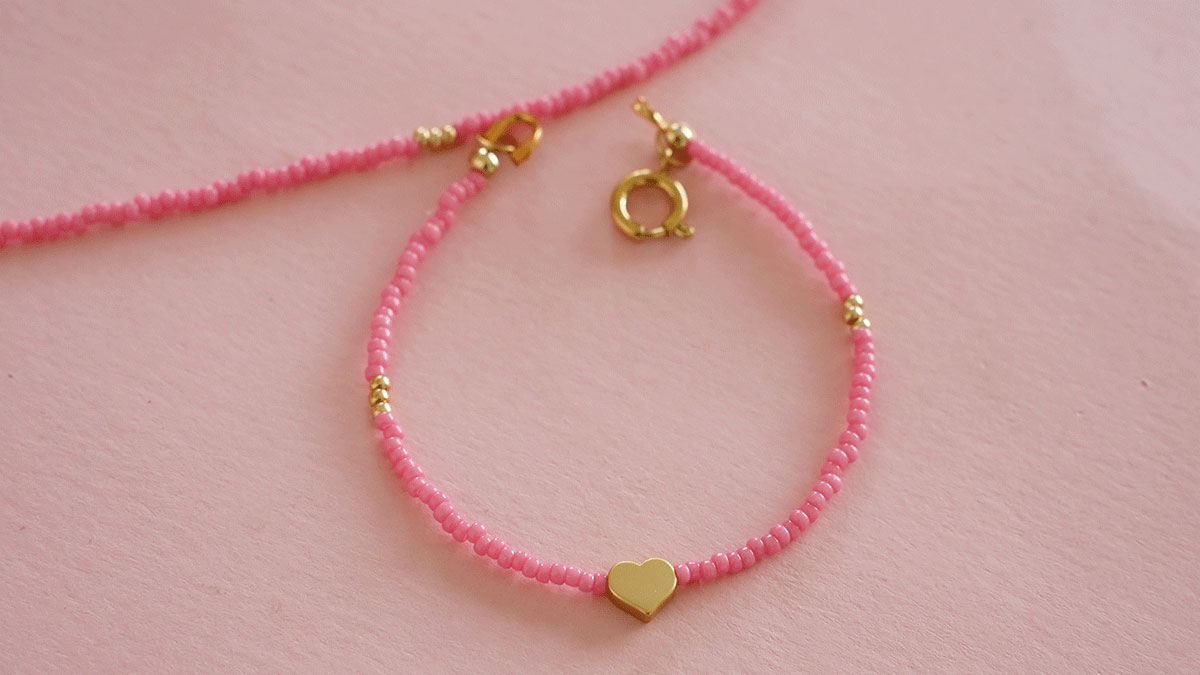 Set collana e bracciale di perle rosa Miyuki : Tappa 6 Set collana e bracciale di perle rosa Miyuki : Tappa 6