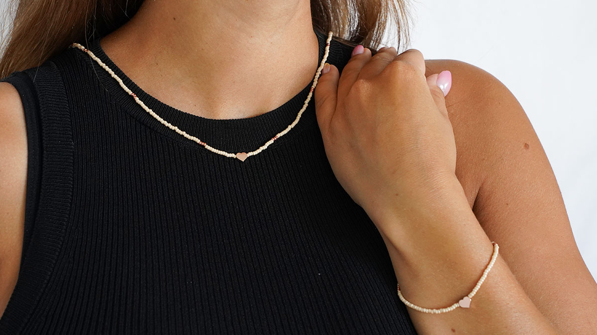 Set collana e bracciale di perle rosa Miyuki : Tappa 7 Set collana e bracciale di perle rosa Miyuki : Tappa 7