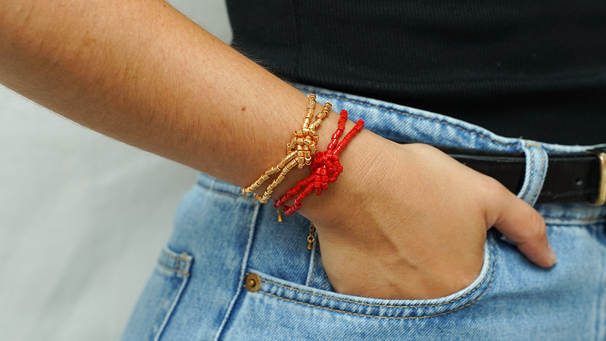 Bracciale di perle Miyuki Delica da legare