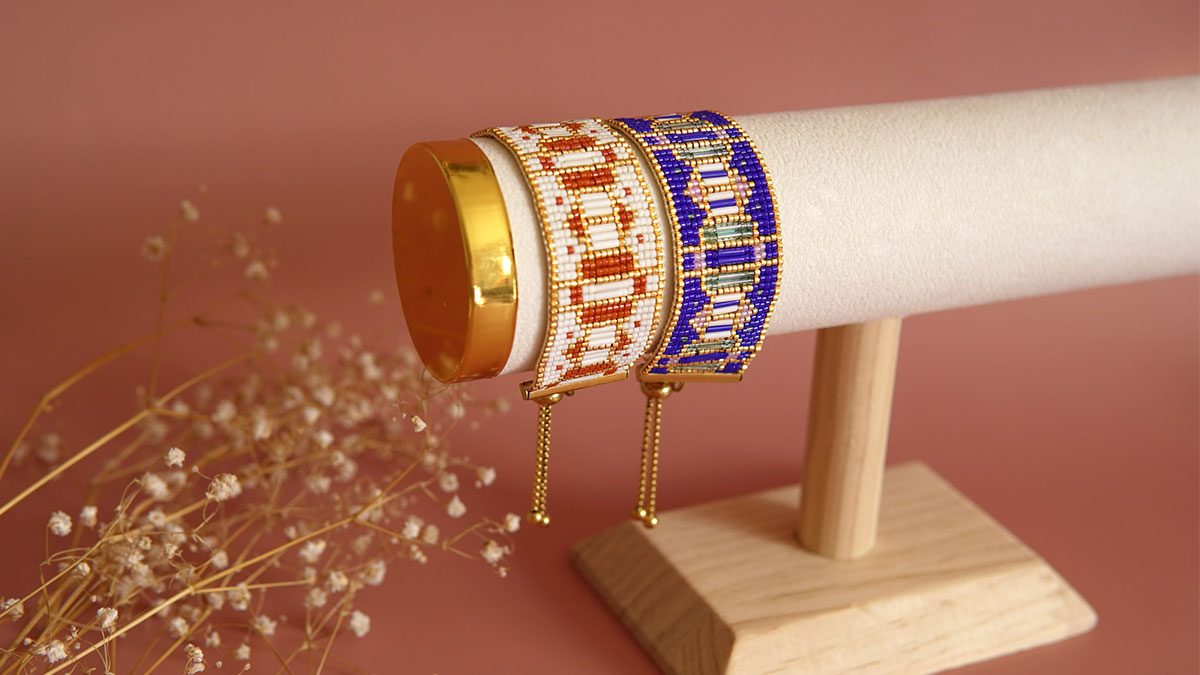 Bracciale a telaio Miyuki in Bugles e Delica